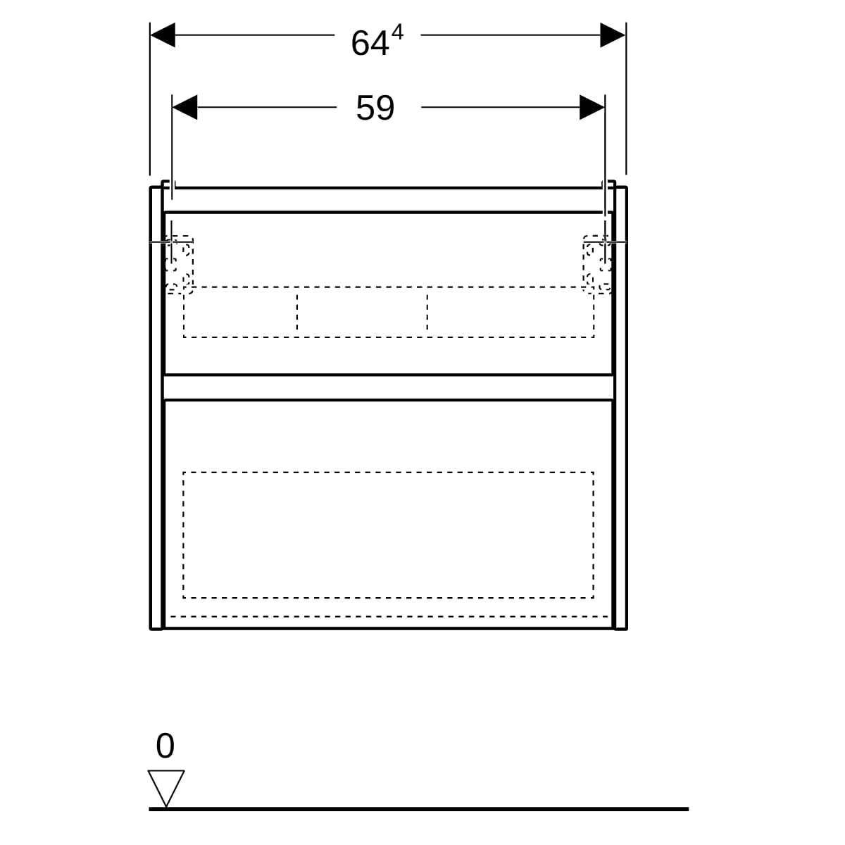 Geberit Renova Plan US f. WT, m. 2 Schubladen 64,4x60,6x44,6cm, sandgrau/l. seidenmatt