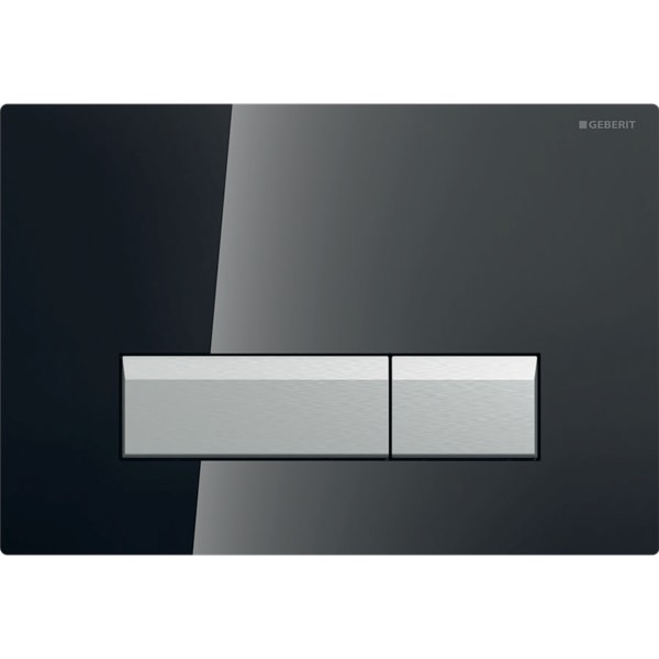 Geberit Sigma40 BetPl., für 2-Mengen-Sp. (2011-2023) Glas schwarz / alu. gebü.
