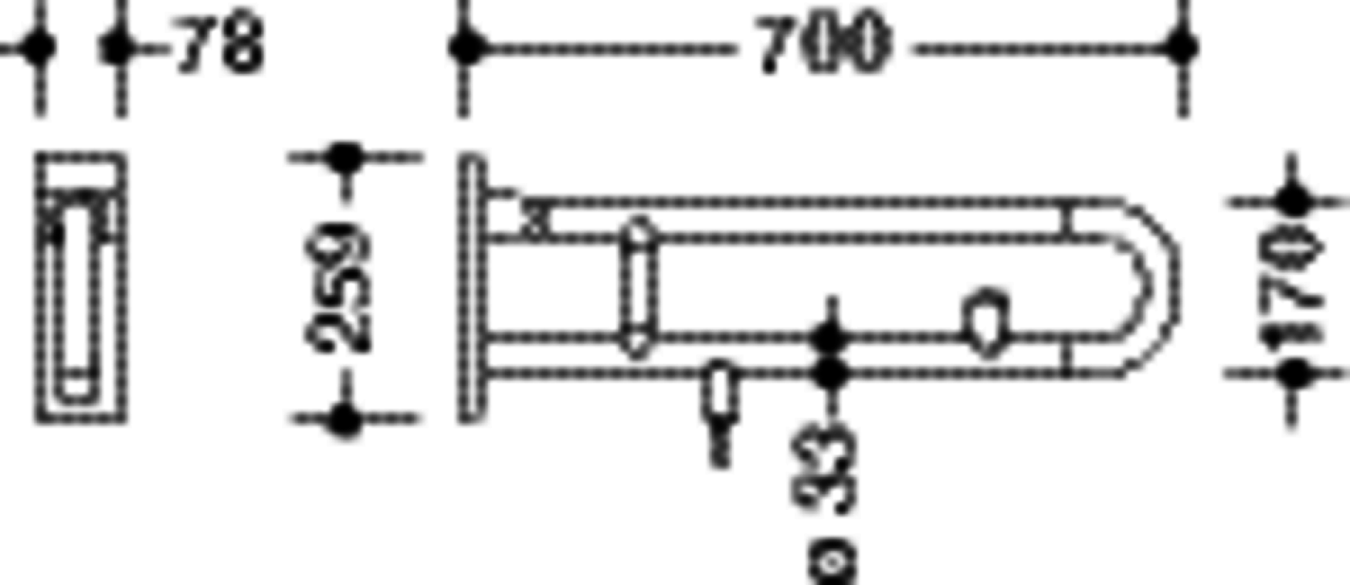 HEWI Stützklappgriff drehb. Ser 801, WC-Spülung, L:700mm signalweiß