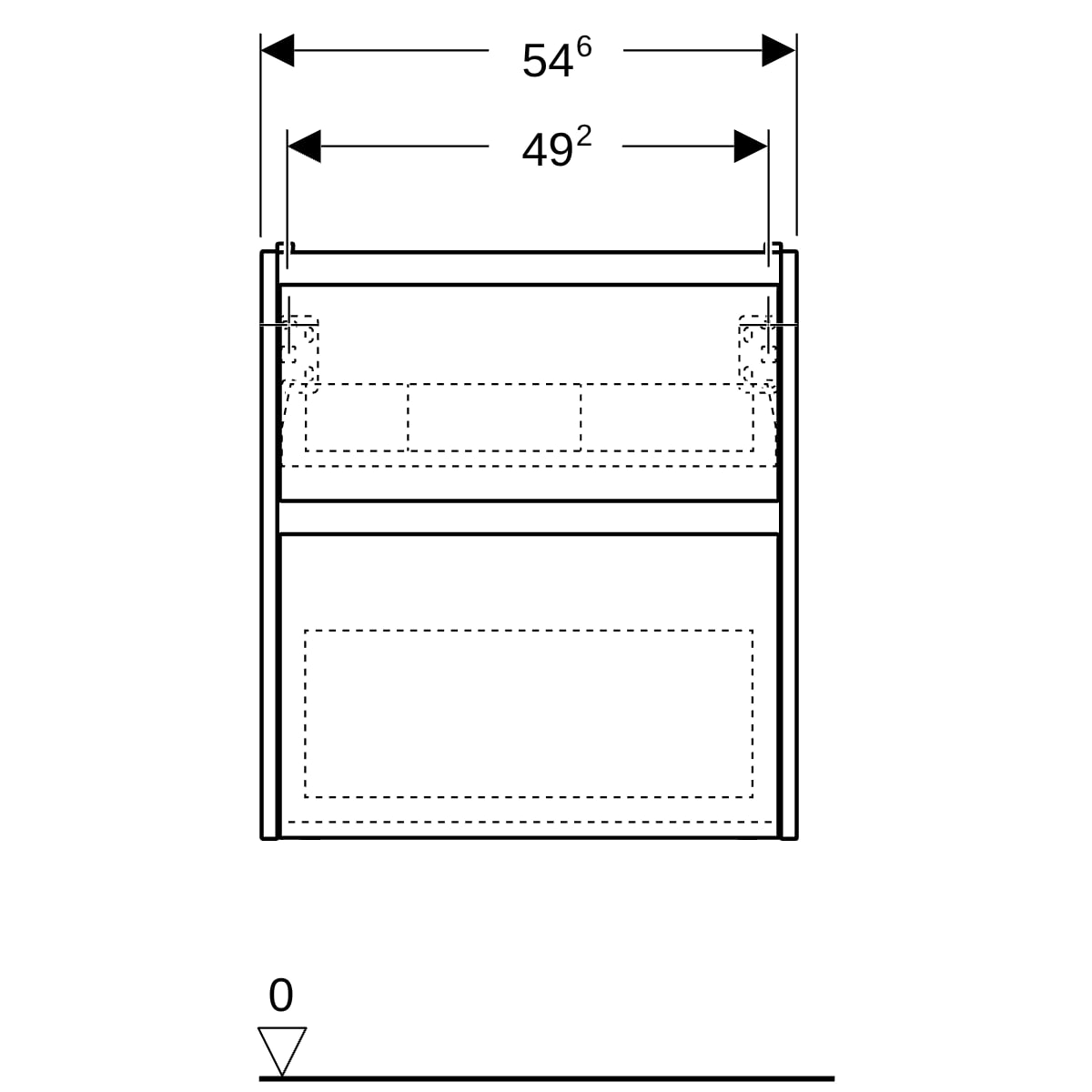Geberit Renova Plan US f. WT, m. 2 Schubladen 54,6x60,6x44,6cm, Eiche natur