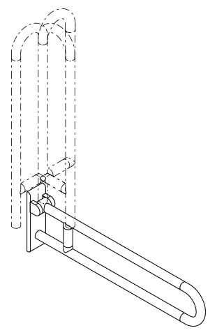 HEWI Stützklappgriff drehb. Ser 801, L:850mm, Stahlkern reinweiß