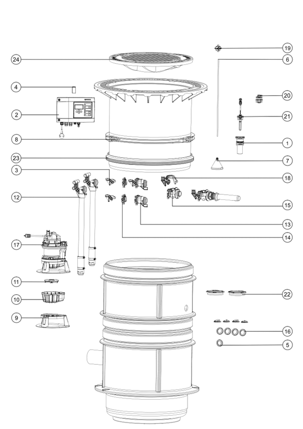 KESSEL-Pumpstation Aquapump Medium Duo, GTF 1200, 1300-1750 mm, Klasse B
