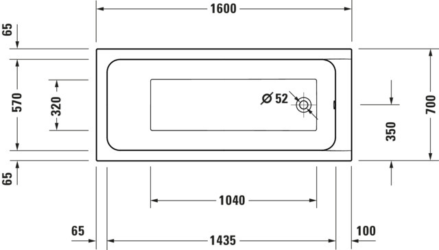 DU D-Code 2.0 BW, 1600x700mm, Einbau Weiß