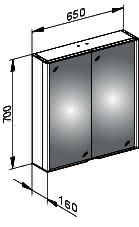 KEUCO Spiegelschrank Royal Match 12801, silber-eloxiert, 650 x 700 x 160 mm