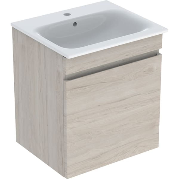 Geberit Renova Plan Set MWT m. US, 1 Schubl. 60x62,2x48cm, Nussbaum hi hell/KeraTect
