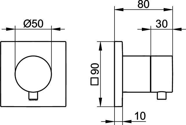 KEUCO Absperrventil UP DN15 IXMO 59541 Comfort, eck. sw