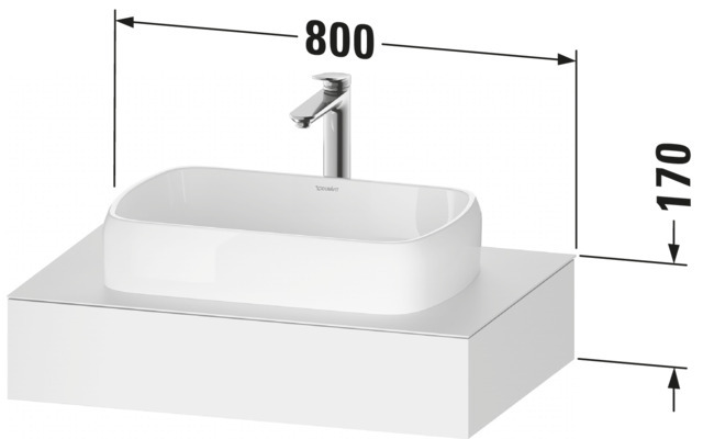 Duravit Qatego Konsole, Wandh, 800x550x170mm Waschpl:1,o.Ko-träger,Weiß Matt,Dekor
