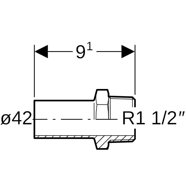 Geberit Mapress Edelstahl Übergang mit AG und Einschubende d42-R1 1/2