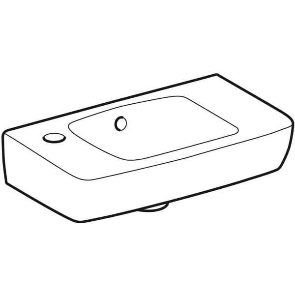 Geberit Renova Compact HWB, verk. Ausladung Ablg., 45x25cm, Hl. li, m.Ül., weiß