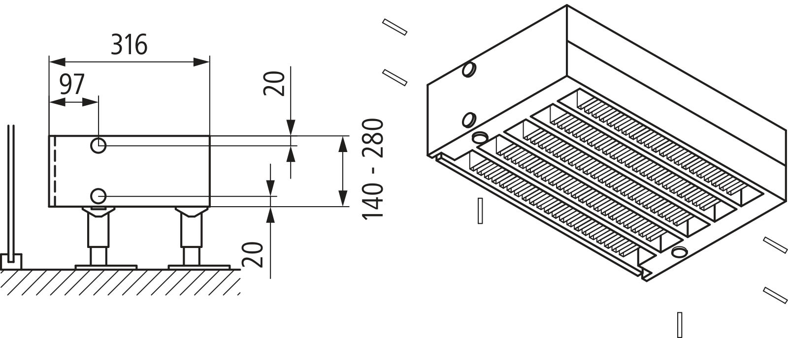 Kermi Kon m. Str. Typ55 BH280x316x2200 QN6314, weiß, 6bar, m. Abd., AB Uni.