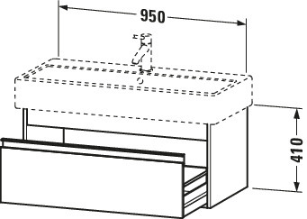 DU WTU wandhängend Ketho 440x950x410mm 1 Auszug, für 045410, weiß hochglanz
