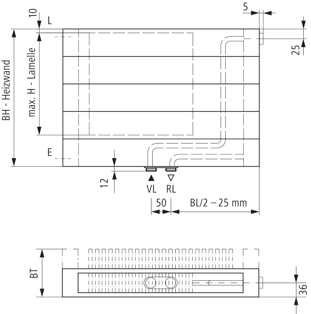 Kermi V-Heizwand HHV T22 BH490x122x2000 QN2936, weiß, 6bar,o.Abd.,Ausf. re,L260