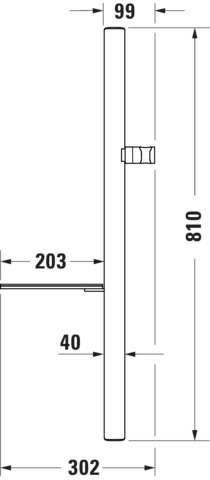 Duravit Brausestange m.Ablage 800mm, Schwarz Matt