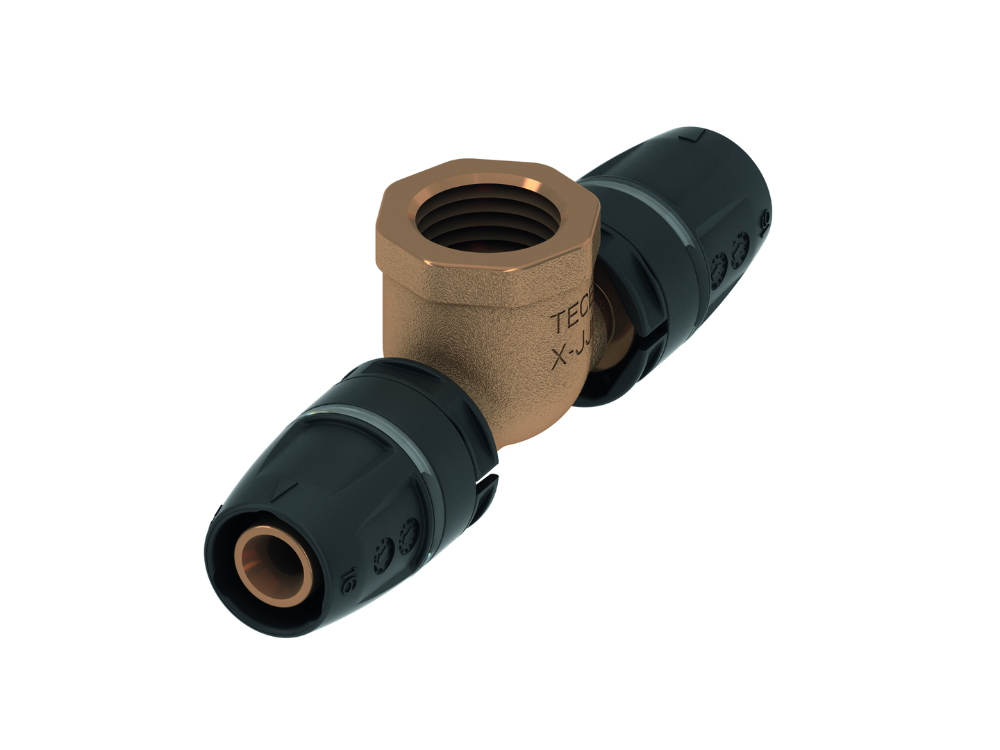 TECElogo-Push T-Stück IG Dim.16 x Rp 1/2" x 16, Rotguss/Si-Bronze
