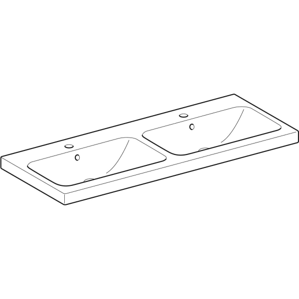 Geberit iCon Light Doppelwaschtisch 120x48cm mit Hahnloch, mit Überlauf, weiß