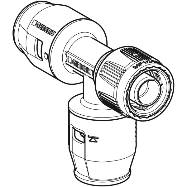 Geberit PushFit Übergangs-T-Stück mit MasterFix PVDF d16-d16-MF20