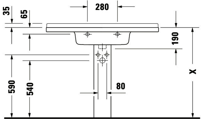 DU Möbelwaschtisch Starck 3 1050 mm mit ÜL, mit HLB, 1 HL, weiß WonderGliss