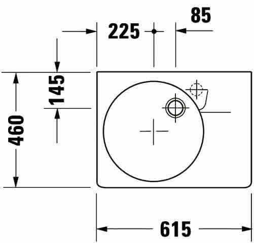 DU Design Classics Becken  Scola 615 mm m.ÜL,m.HLB,HL-Vst.,Becken li.,weiß