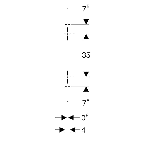 Geberit Urinaltrennwand, Halter: schwarzmatt Glas: weiss / satiniert