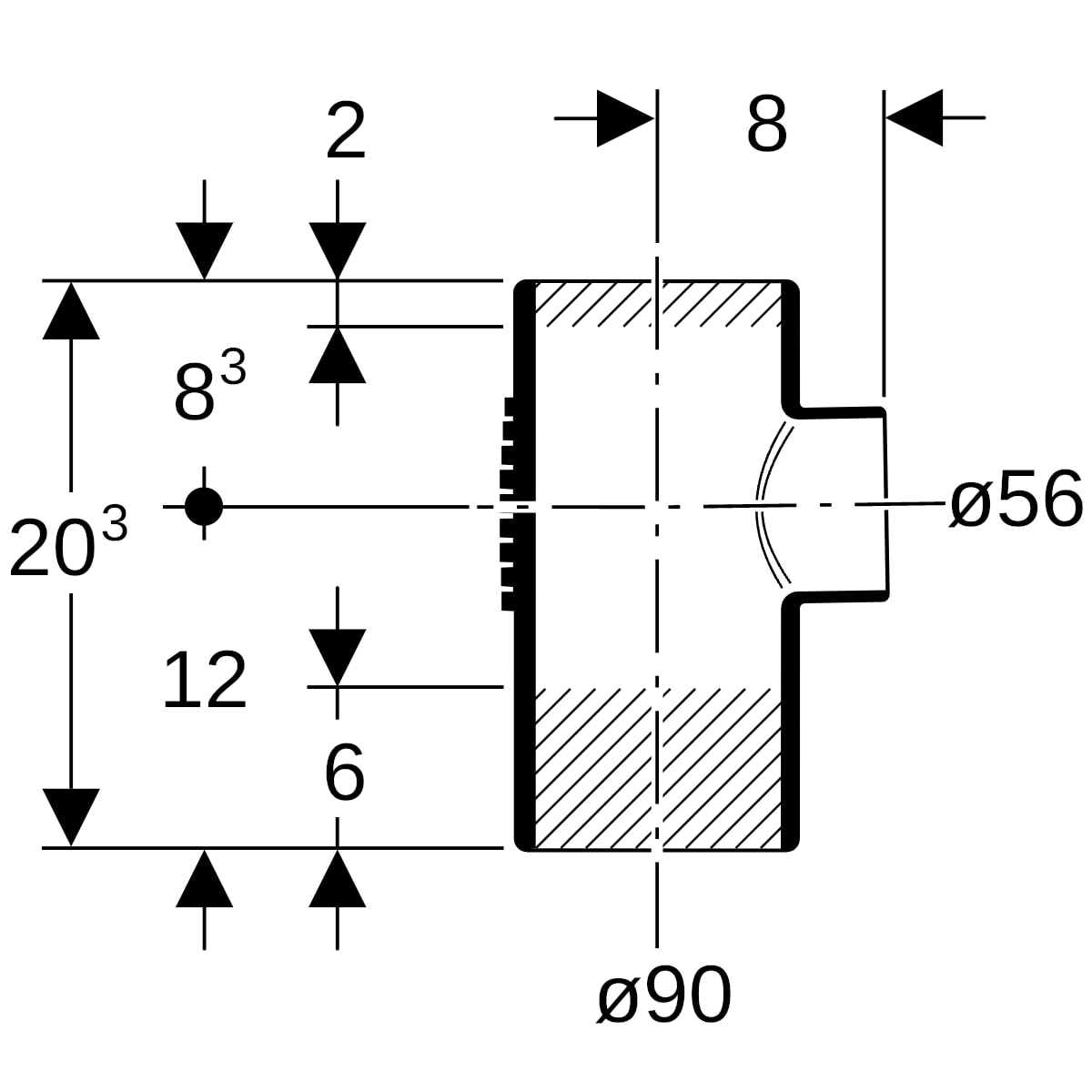 Geberit Silent-db20 Abzweig 88,5Gr d90/56