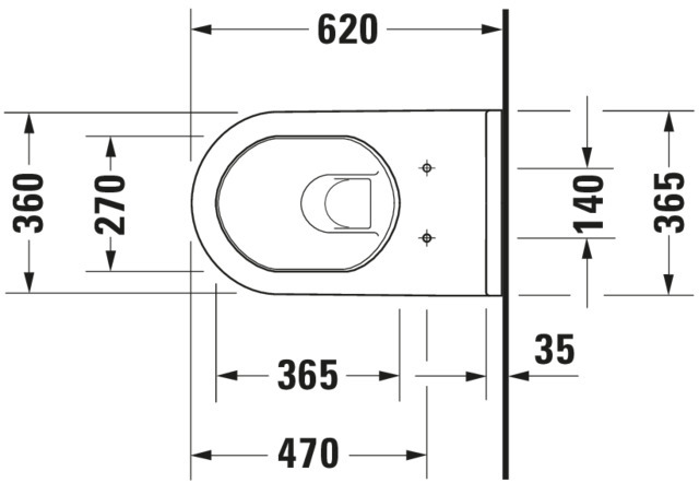 Duravit Wand-WC Starck 3 620 mm Tiefspüler, Durafix, weiß, HYG