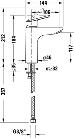 DU Duravit No.1 Einhebel-WT- Mischer M ohne Zugstange, Chrom HG