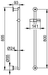 KEUCO Brausestange IXMO_solo 59585, rund, Brauseschieber, verchromt, 855 mm
