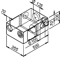Helios RP - KVK 3-100/125 L Renopipe Kombi-Verteilerkasten 3x DN100 2x DN125