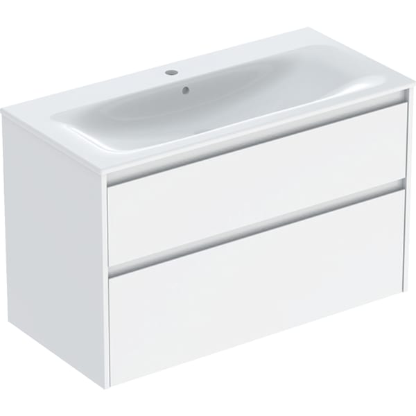 Geberit Renova Plan Set MWT mit US, 2 Schubl. 100x62,1x48cm, weiß/l. seidenglanz