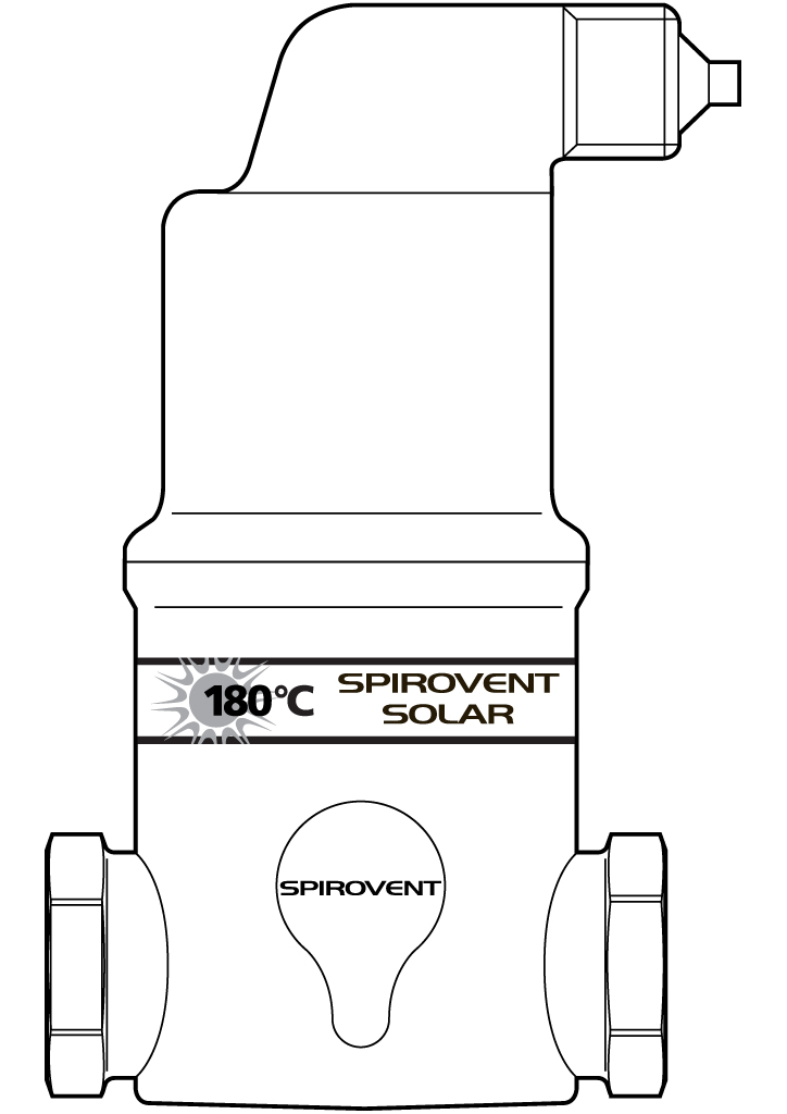 Spirotech Luftabscheider SpiroVent Solar AutoClose, 1" IG, 10 bar, 180 Grad