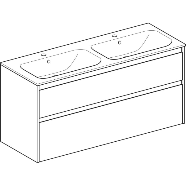 Geberit Renova Plan Set DMWT m. US, 2 Schubl. 130x62,1x48cm, Eiche natur