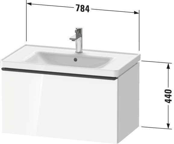 Duravit D-Neo WTU,Wdh,Ausz:1,Griff:Bronze Geb 784x452x440mm,Betongrau Matt,Dekor