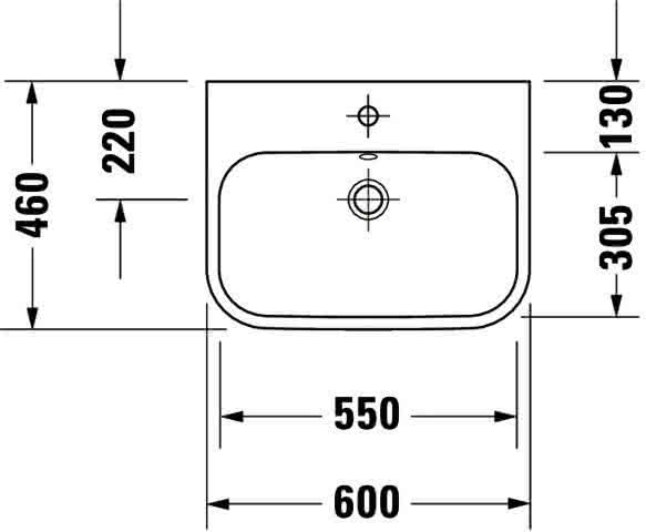 DU Aufsatzbecken Happy D.2 600 mm m.ÜL, m.HLB, 1 HL, geschl., weiß