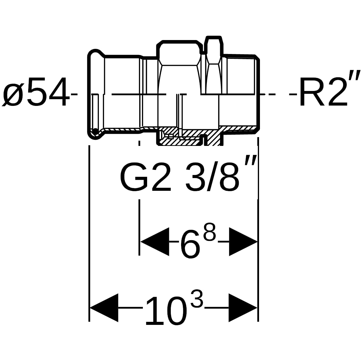 Geberit Mapress Therm Übergangsverschr. mit AG d54-R2