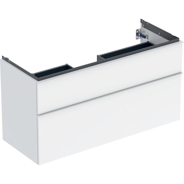 Geberit iCon Unterschrank für WT, 2 Schubl. 118,4x61,5x47,6cm, weiß hgl/Gr.weiß matt