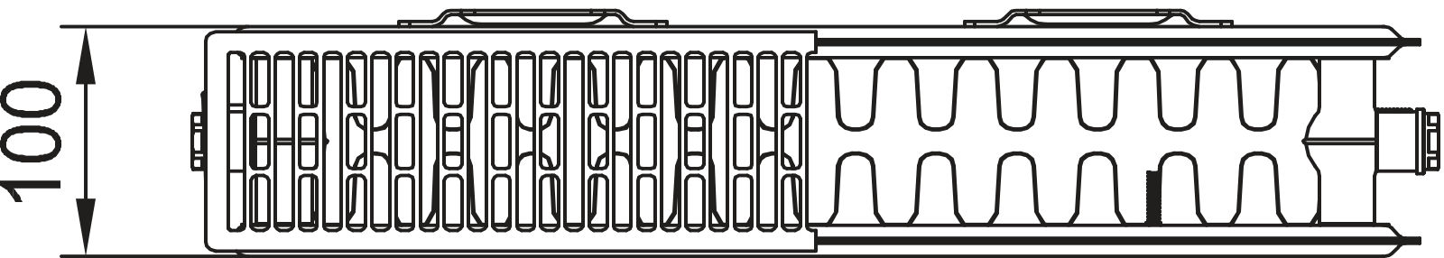 Kermi Profil-K T22 200x100x1300 QN881, RAL9016, 10bar, m.Abd