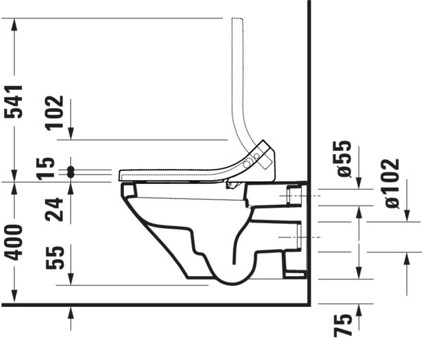 DU Wand-WC DuraStyle 620 mm, Tiefspüler Durafix, f.SW m.verd.Anschl., weiß WG