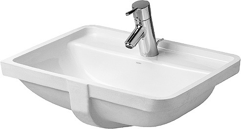 DU Einbauwaschtisch Starck 3 490 mm EB v.unten, m.ÜL, m.HLB, 1 HL, weiß