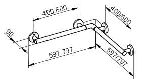 KEUCO Handlauf Plan Care 34911, für DU und BW, verchromt, 597/597 mm