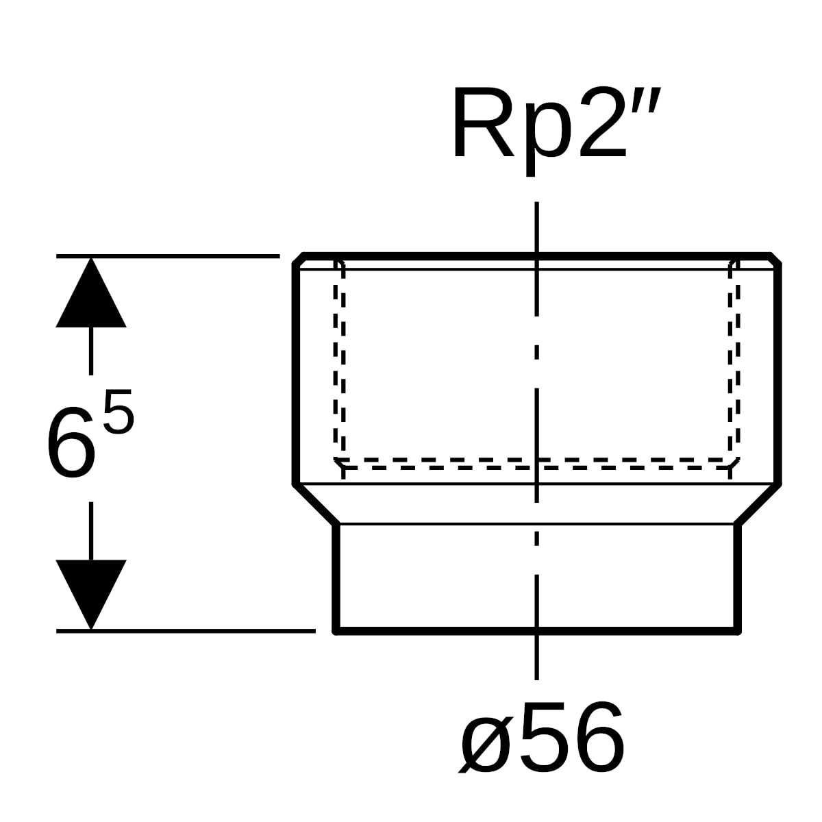 Geberit PE Übergang mit Innengewinde d56 Rp2