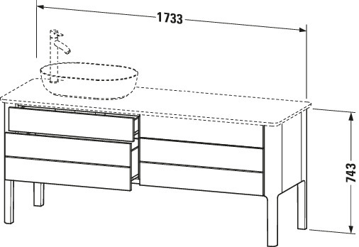 Duravit WTU bodenstehend Luv 743x1783x570mm 2 SchKa,2Ausz.,Siphona.r.,Steingrau SeM