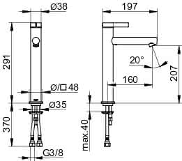 KEUCO EHM-WT-Mischer 210 IXMO 59510 o.Zug.-Ablgrt. Pure, Rosette r/e sw