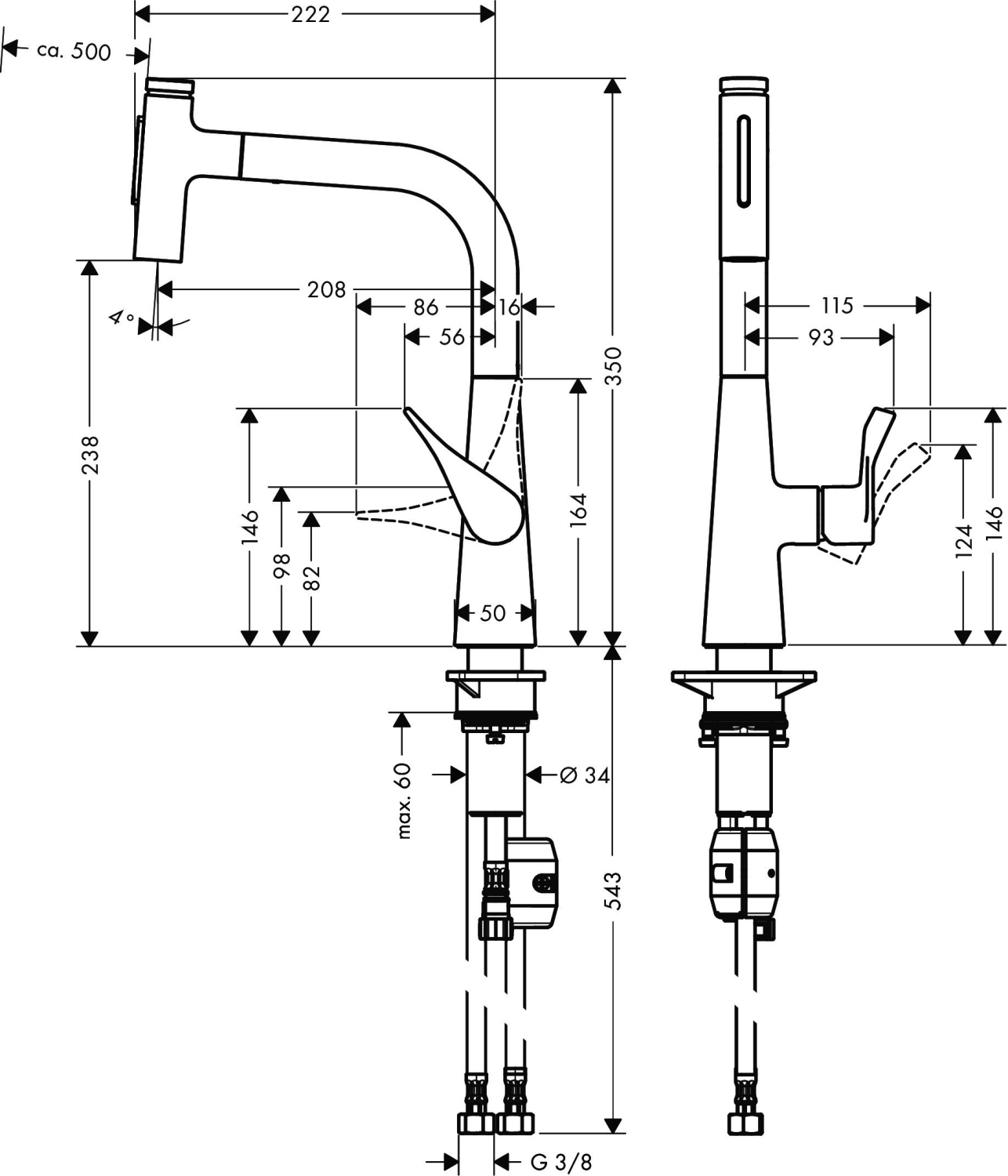 Hansgrohe Spültischmischer 240 Metris Select M71 Ausziehbrause 2jet edelstahl-optik