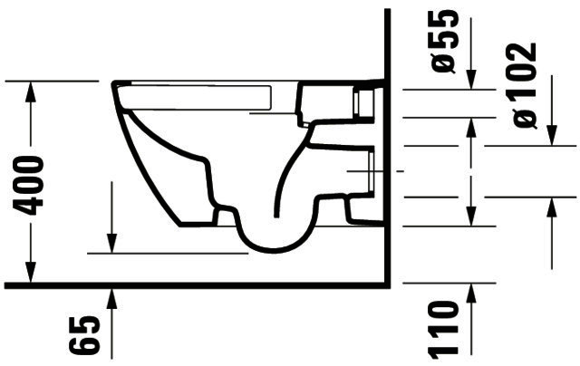 DU Wand-WC Happy D.2 540 mm Tiefspüler,rimless,Durafix,weiß,HYG