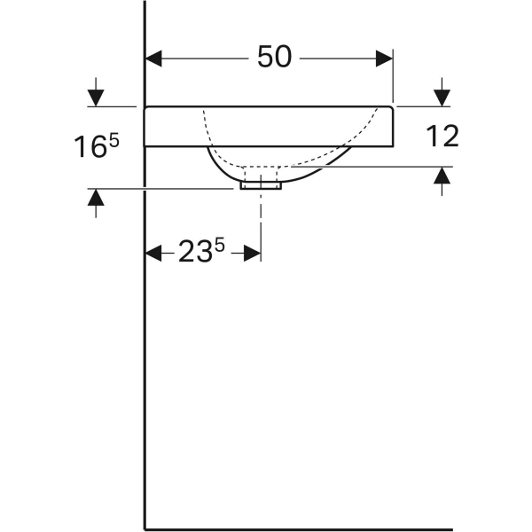 Geberit Preciosa II WT mit Ablagefläche 90x50cm, m. Hl., o. Ül., weiß, KeraTect