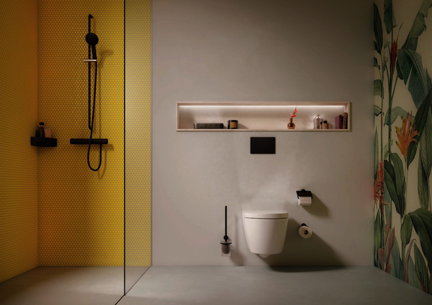 HEWI WC-Bürstengarnitur System 815 Sch. matt, Glas sat. schw tiefmatt