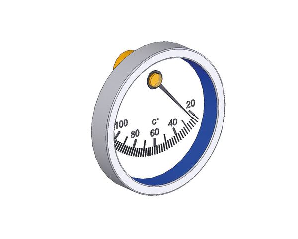 Flamco Thermometer zentrisch Blau -Neutral- D=63mm, 20-130 Grad C