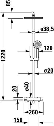 DU B1 Duschsystem, Brausethermostat, Chrom Hochglanz
