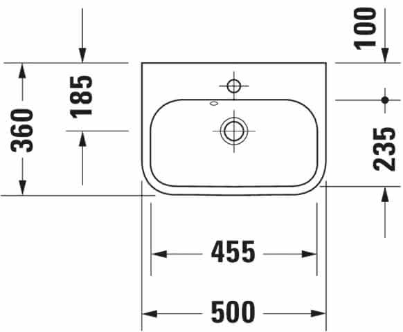 DU Möbel-Handwaschbecken Happy D.2 500mm mit ÜL, mit HLB, 1 HL, weiß