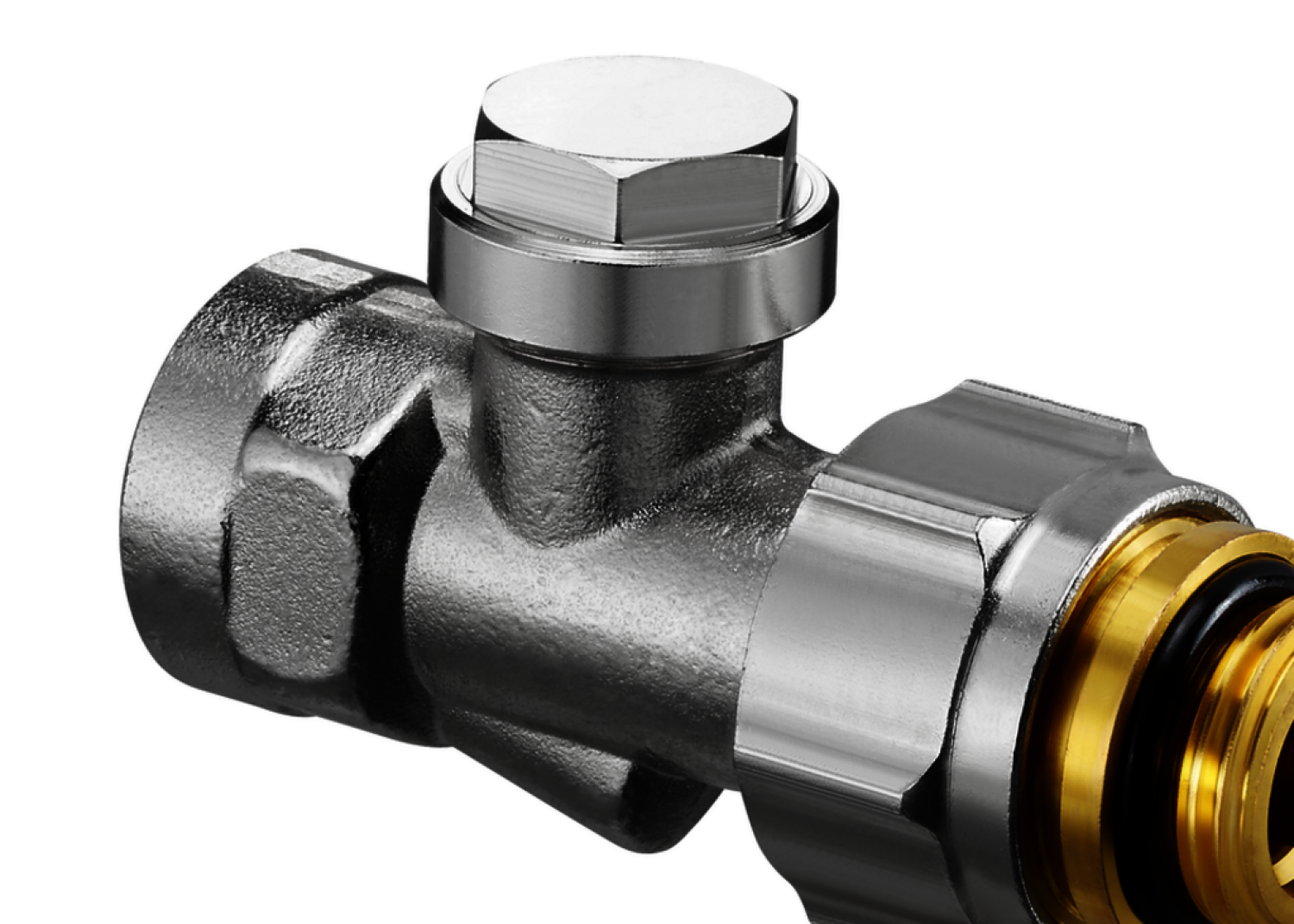 OVENTROP-Absperrverschraubung Combi 3 "Multiflex F",1/2"AG x 1/2"IG, Ms, vern.
